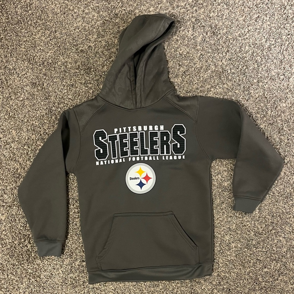 Youth NFL Pittsburgh Steelers Grey Hoodie Sweatshirt, , Sz L 10-12